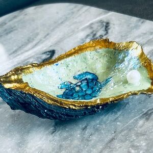 Handcrafted Gold and Blue Decorative Bowl